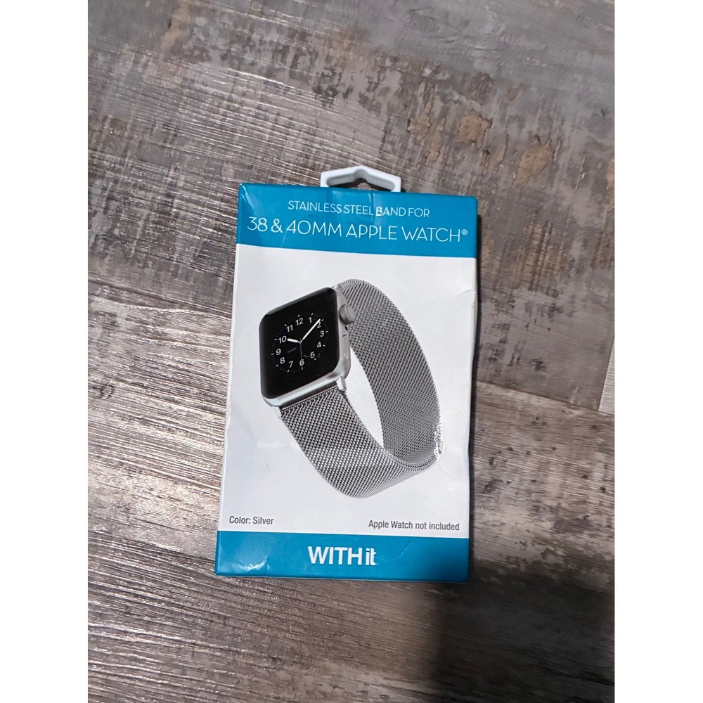 WITHit Silver Stainless Steel Mesh Band for 38mm 40mm Apple Watch Magnetic